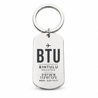 Thumbnail for Bintulu Airport BTU - Key Chain - Original Design - Silver