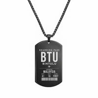 Thumbnail for Bintulu Airport BTU - Necklace - Boarding Pass Style - Black