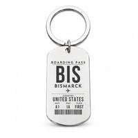 Thumbnail for Bismarck Municipal Airport BIS - Key Chain - Boarding Pass Style - Silver