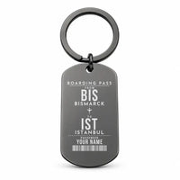 Thumbnail for Bismarck Municipal Airport BIS - Key Chain - Customizable Boarding Pass - Black