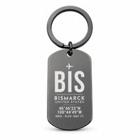 Thumbnail for Bismarck Municipal Airport BIS - Key Chain - Original Design - Black