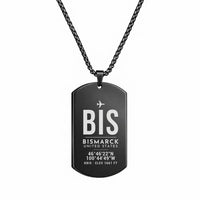 Thumbnail for Bismarck Municipal Airport BIS - Necklace - Original Design - Black
