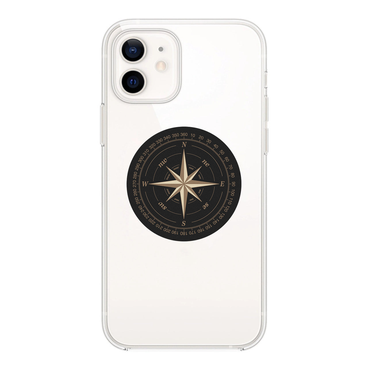 Black Vintage Style Compass Designed Transparent Silicone iPhone Cases