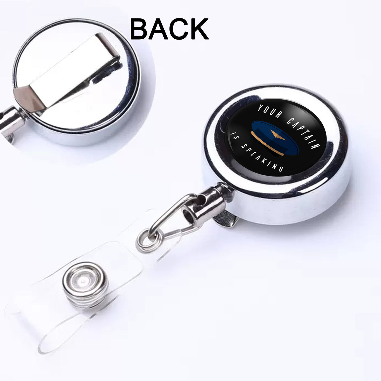 Your Captain Is Speaking Designed Retractable ID Card Badge