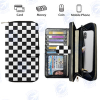 Thumbnail for Black & White Boxes Designed Leather Long Zipper Wallets