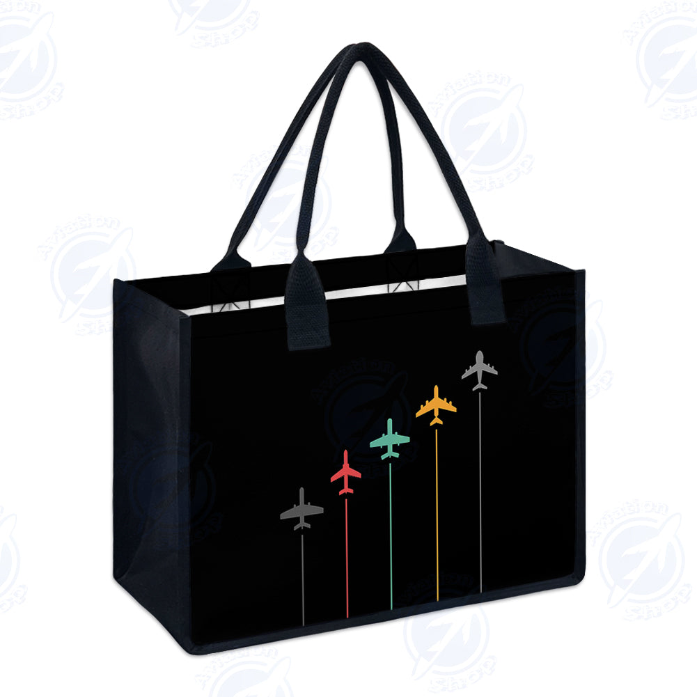 Black & White Super Travel Icons Black Designed Special Canvas Bags