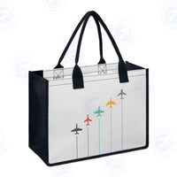 Thumbnail for Black & White Super Travel Icons Light Gray Designed Special Canvas Bags