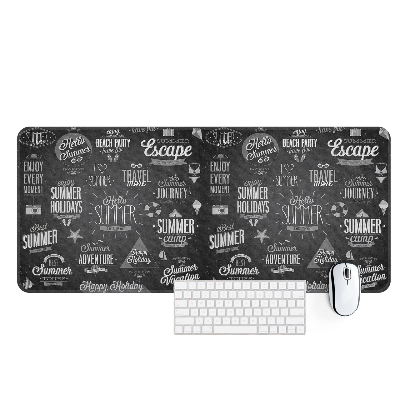 Black & White Super Travel Icons Designed Desk Mats
