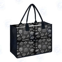 Thumbnail for Black & White Super Travel Icons Designed Special Canvas Bags