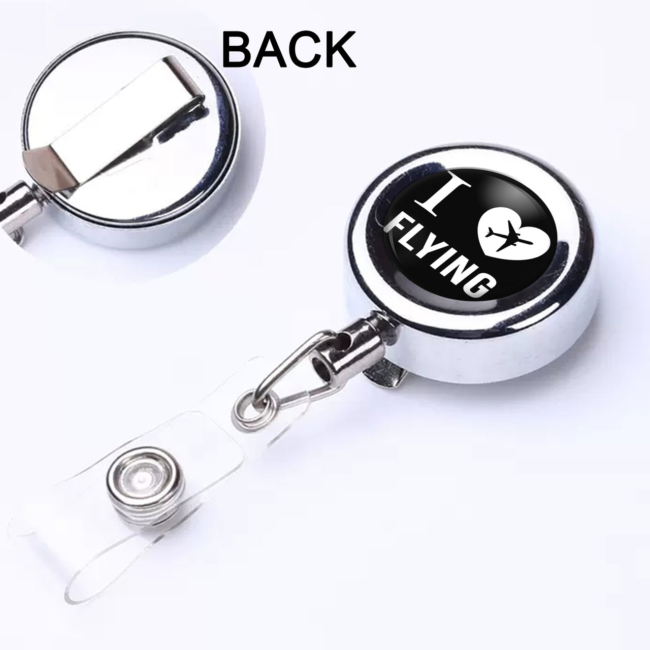 I Love Flying Designed Retractable ID Card Badge