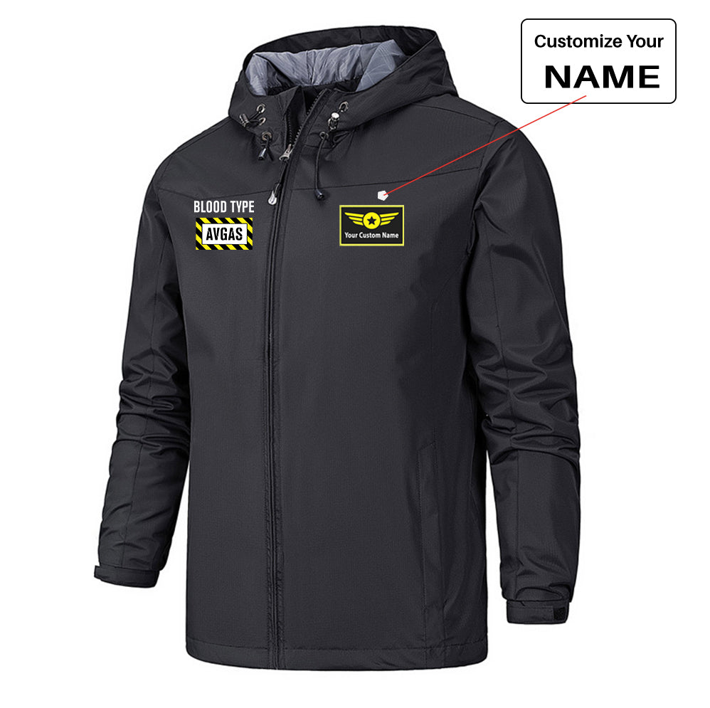 Blood Type AVGAS Designed Rain Jackets & Windbreakers