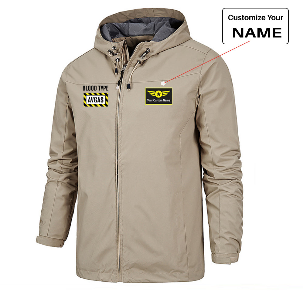 Blood Type AVGAS Designed Rain Jackets & Windbreakers