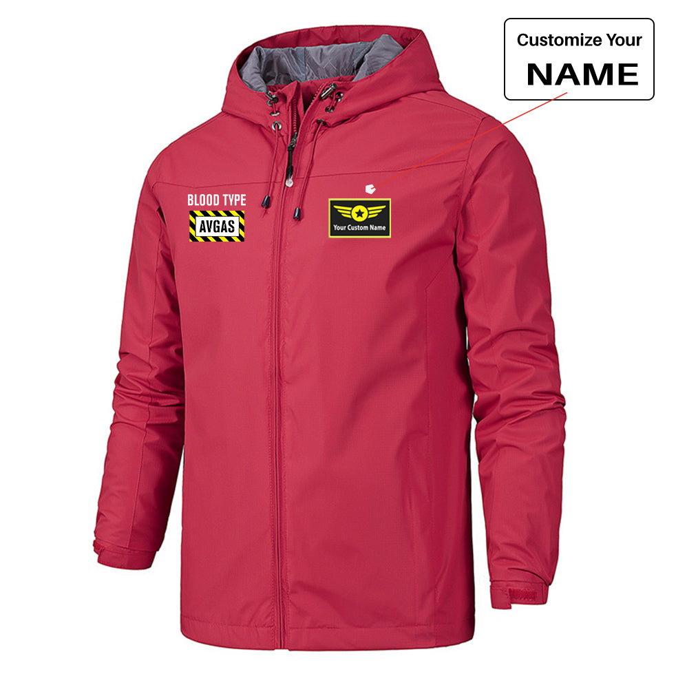 Blood Type AVGAS Designed Rain Jackets & Windbreakers