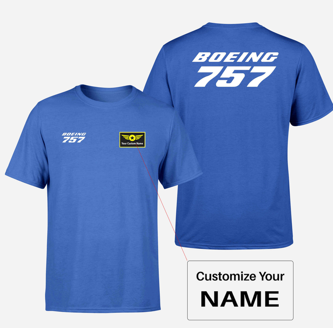 Boeing 757 & Text Designed Double-Side T-Shirts