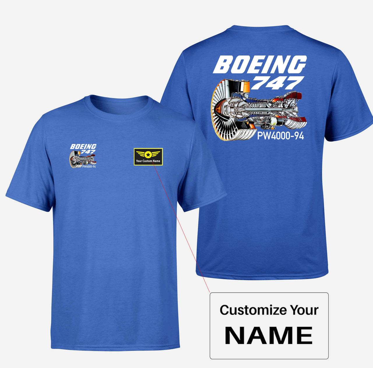 Boeing 747 & PW4000-94 Engine Designed Double-Side T-Shirts