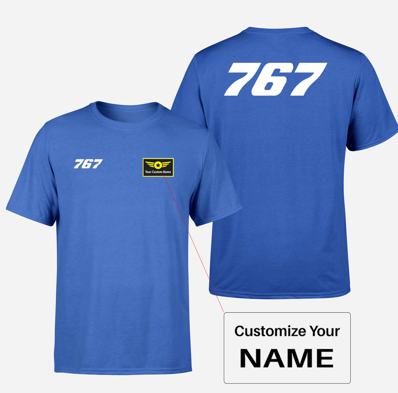767 Flat Text Designed Double-Side T-Shirts