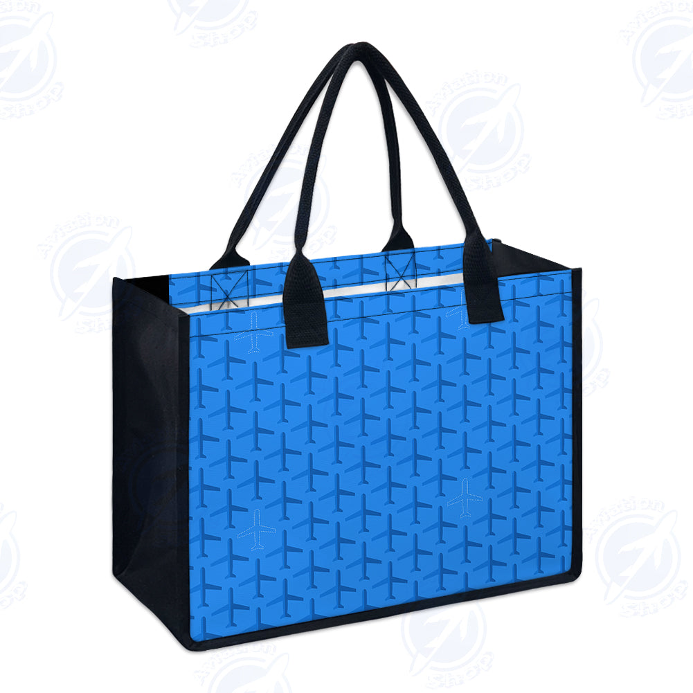 Blue Seamless Airplanes Designed Special Canvas Bags