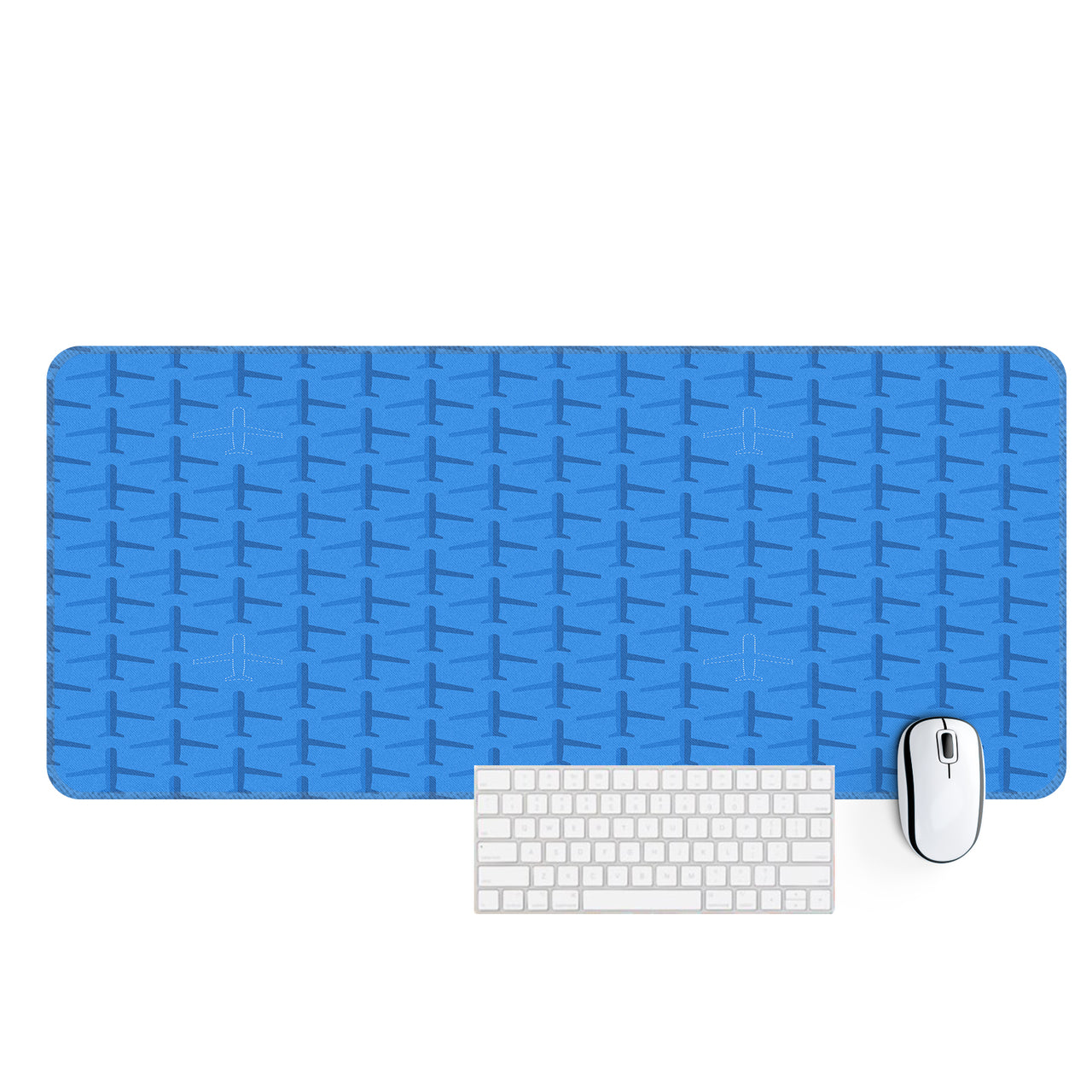 Blue Seamless Airplanes Designed Desk Mats