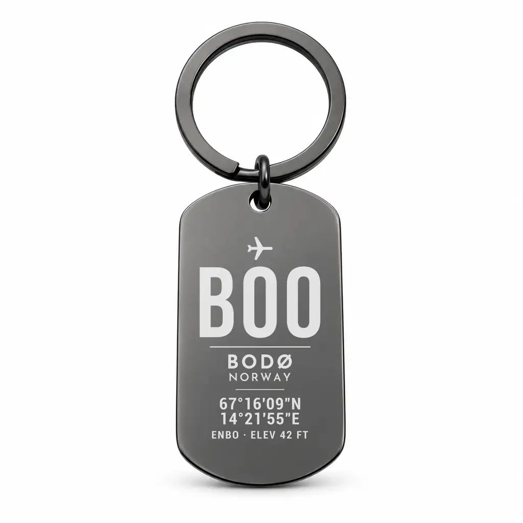 Bodø Airport BOO - Key Chain - Original Design - Black