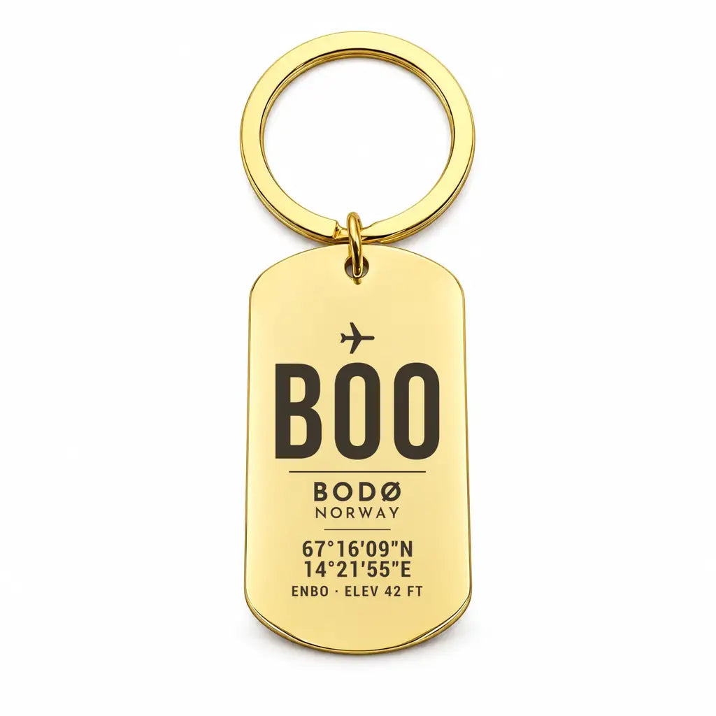 Bodø Airport BOO - Key Chain - Original Design - Gold