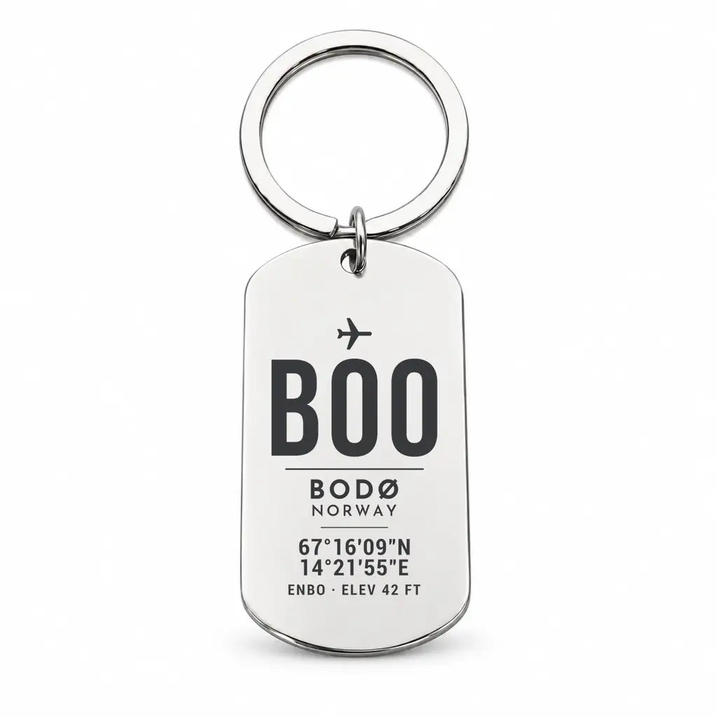 Bodø Airport BOO - Key Chain - Original Design - Silver