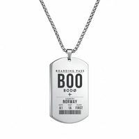 Thumbnail for Bodø Airport BOO - Necklace - Boarding Pass Style - Silver