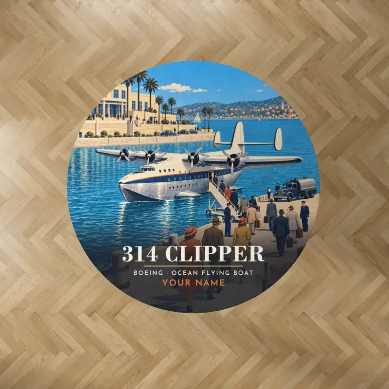 Boeing 314 Clipper - 3D + Name - Round Carpet - Full Print
