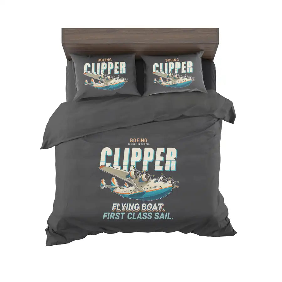 Boeing 314 Clipper - Cartoon - Bedding Set - Black