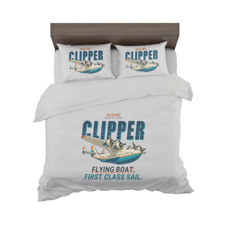 Boeing 314 Clipper - Cartoon - Bedding Set - Light Gray