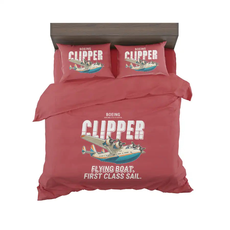 Boeing 314 Clipper - Cartoon - Bedding Set - Red