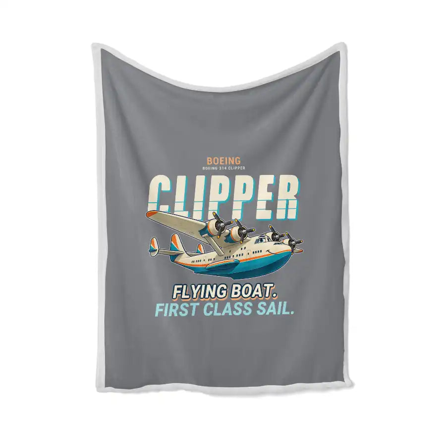Boeing 314 Clipper - Cartoon - Blanket - Gray