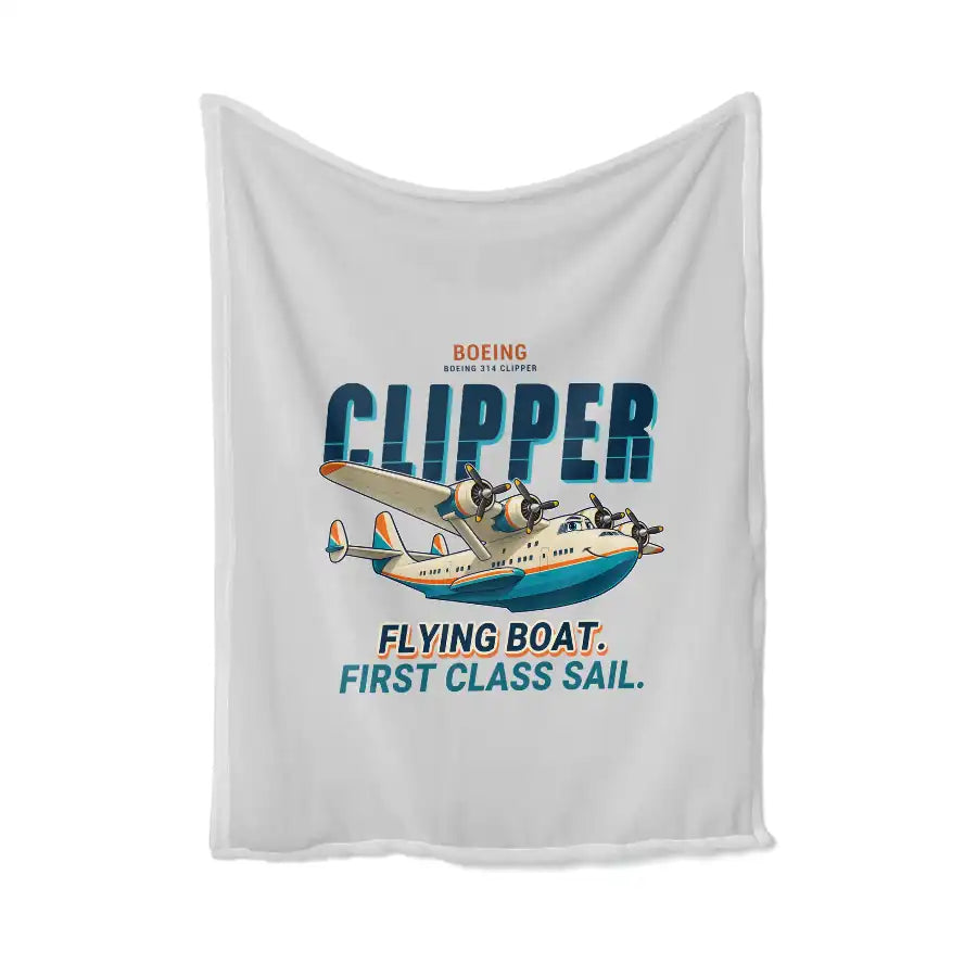 Boeing 314 Clipper - Cartoon - Blanket - Light Gray