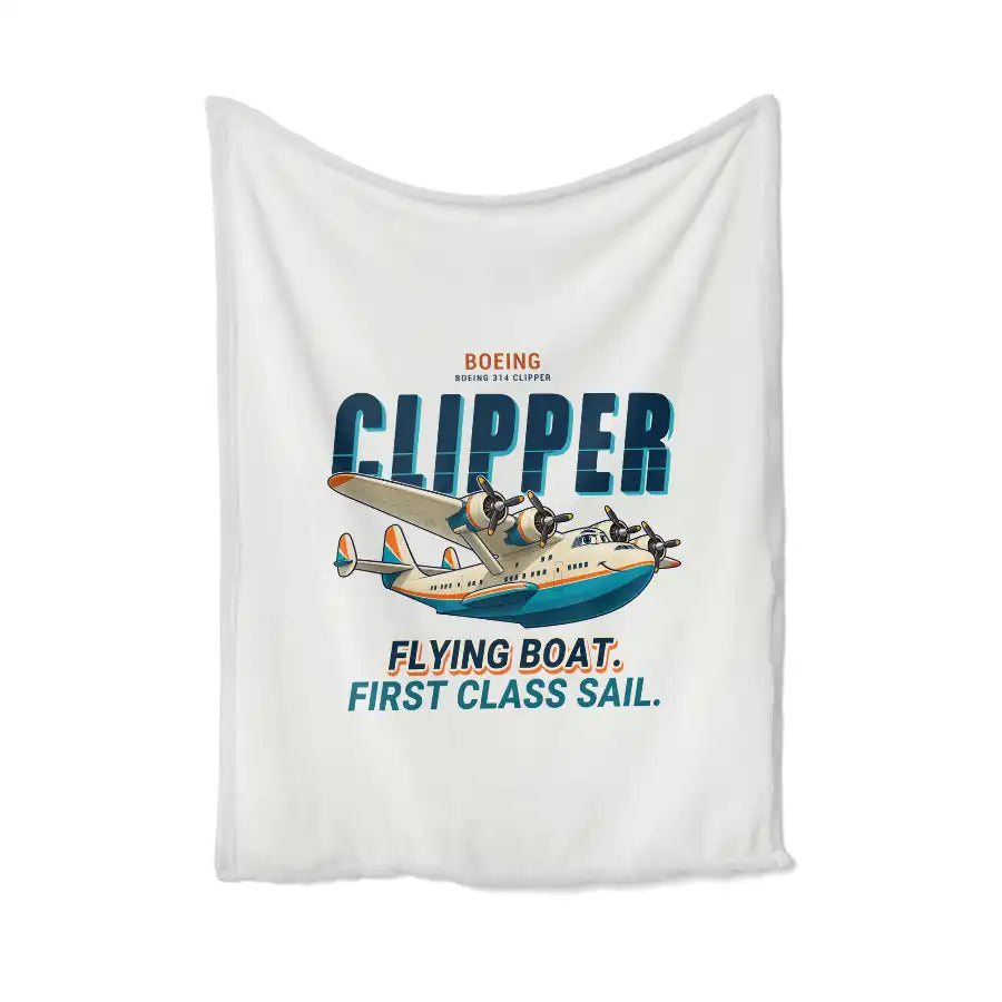 Boeing 314 Clipper - Cartoon - Blanket - White