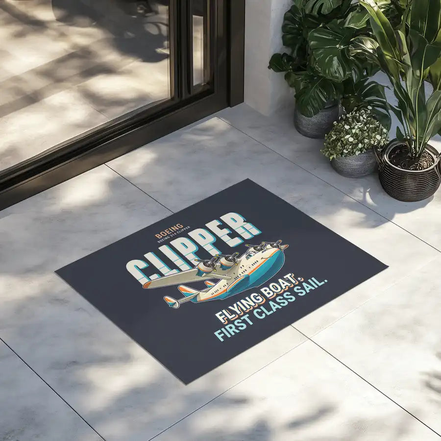 Boeing 314 Clipper - Cartoon - Door Mat