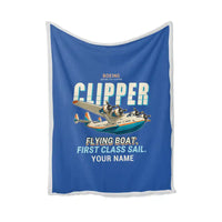 Thumbnail for Boeing 314 Clipper - Cartoon + Name - Blanket - Blue