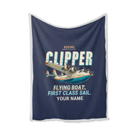 Thumbnail for Boeing 314 Clipper - Cartoon + Name - Blanket - Navy Blue