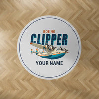 Thumbnail for Boeing 314 Clipper - Cartoon + Name - Round Carpet - Light Gray