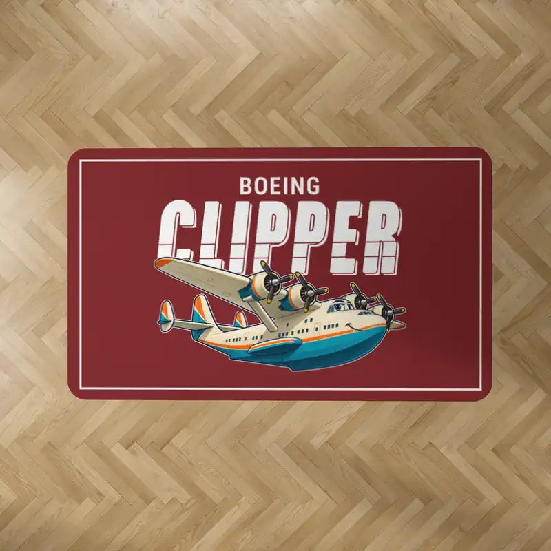 Boeing 314 Clipper - Cartoon - Rectangle Carpet - Dark Red