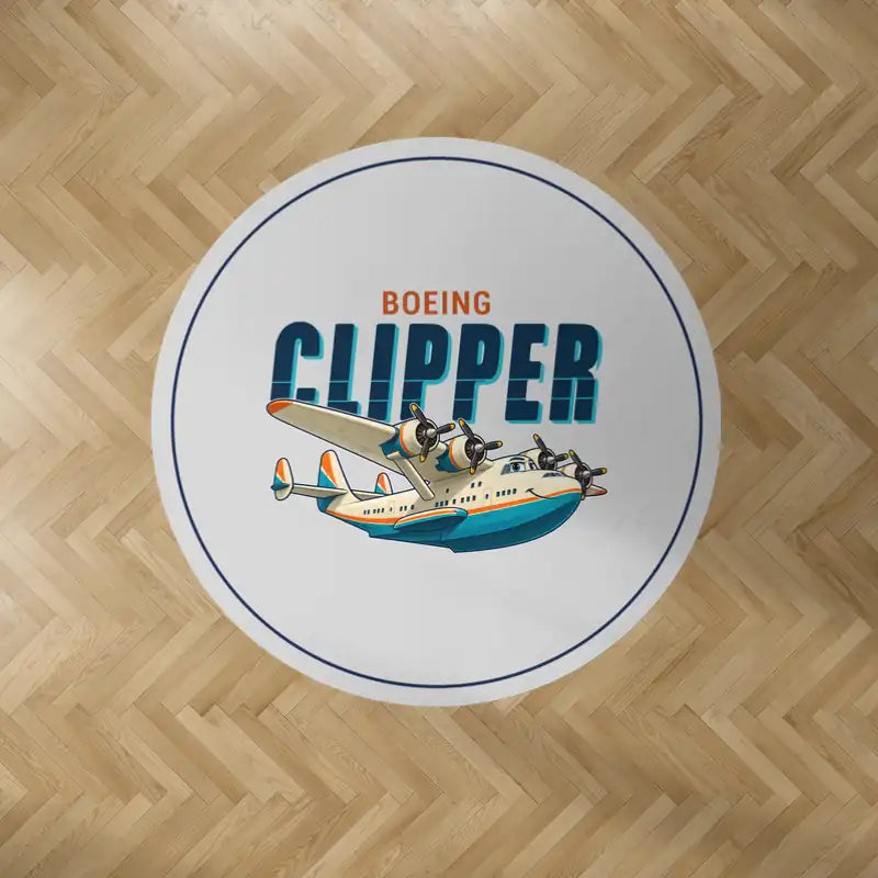 Boeing 314 Clipper - Cartoon - Round Carpet - Light Gray