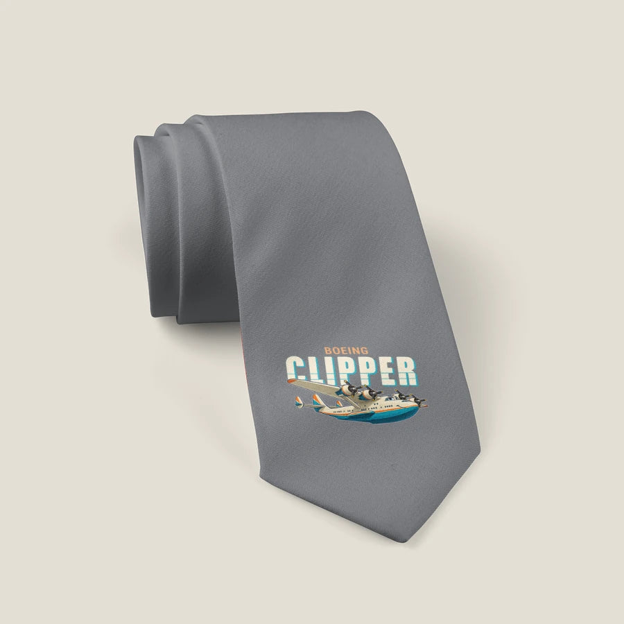 Boeing 314 Clipper - Cartoon - Tie - Gray