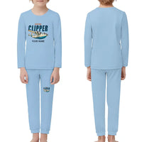 Thumbnail for Boeing 314 Clipper - Children Pajamas - Cartoon Chest + Name - Light Blue