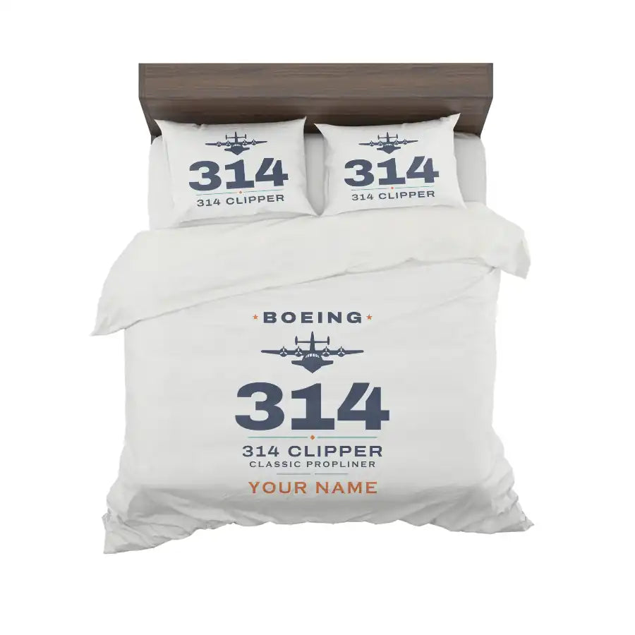 Boeing 314 Clipper - Heritage + Name - Bedding Set - White