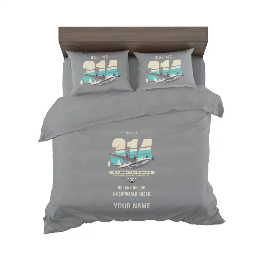Boeing 314 Clipper - Original + Name - Bedding Set - Gray