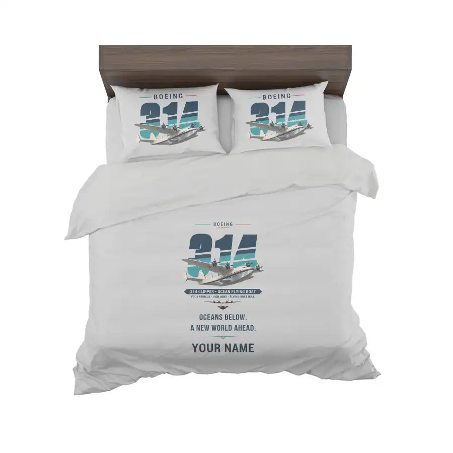 Boeing 314 Clipper - Original + Name - Bedding Set - Light Gray