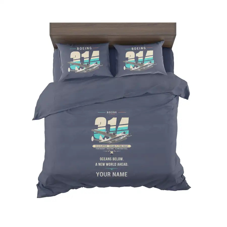 Boeing 314 Clipper - Original + Name - Bedding Set - Navy Blue