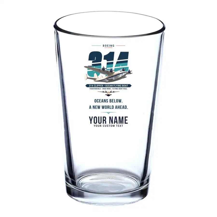 Boeing 314 Clipper - Original + Name - Beer & Water Glass