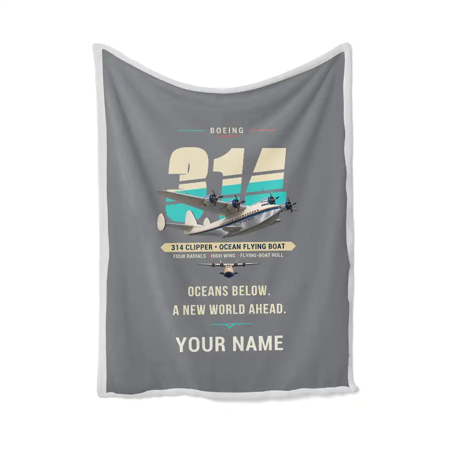 Boeing 314 Clipper - Original + Name - Blanket - Gray