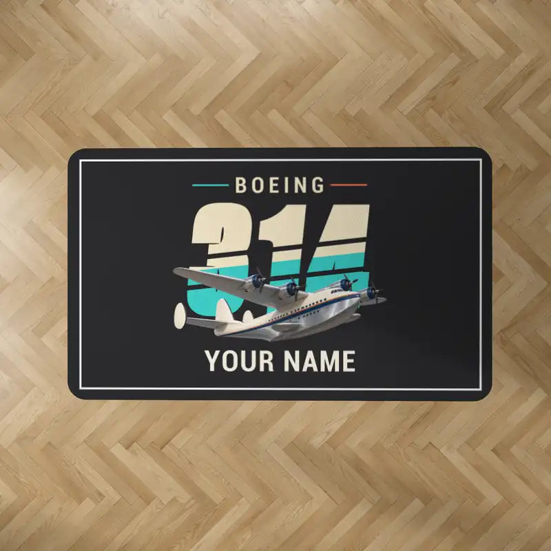 Boeing 314 Clipper - Original + Name - Rectangle Carpet - Black