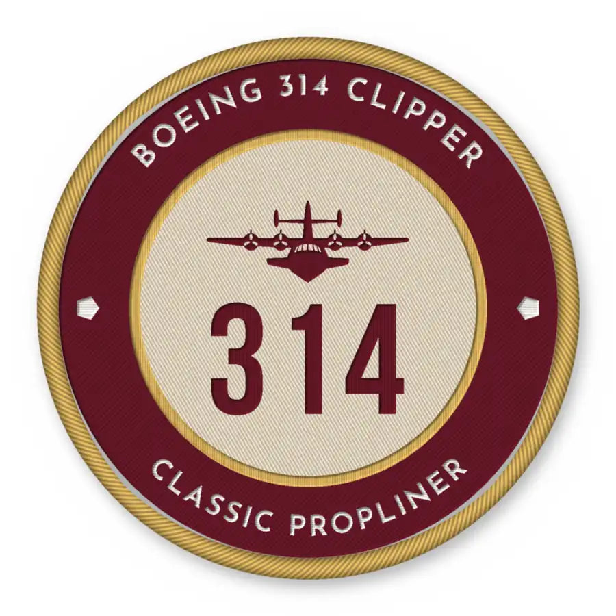 Boeing 314 Clipper Patches - Circle - Burgundy Cream