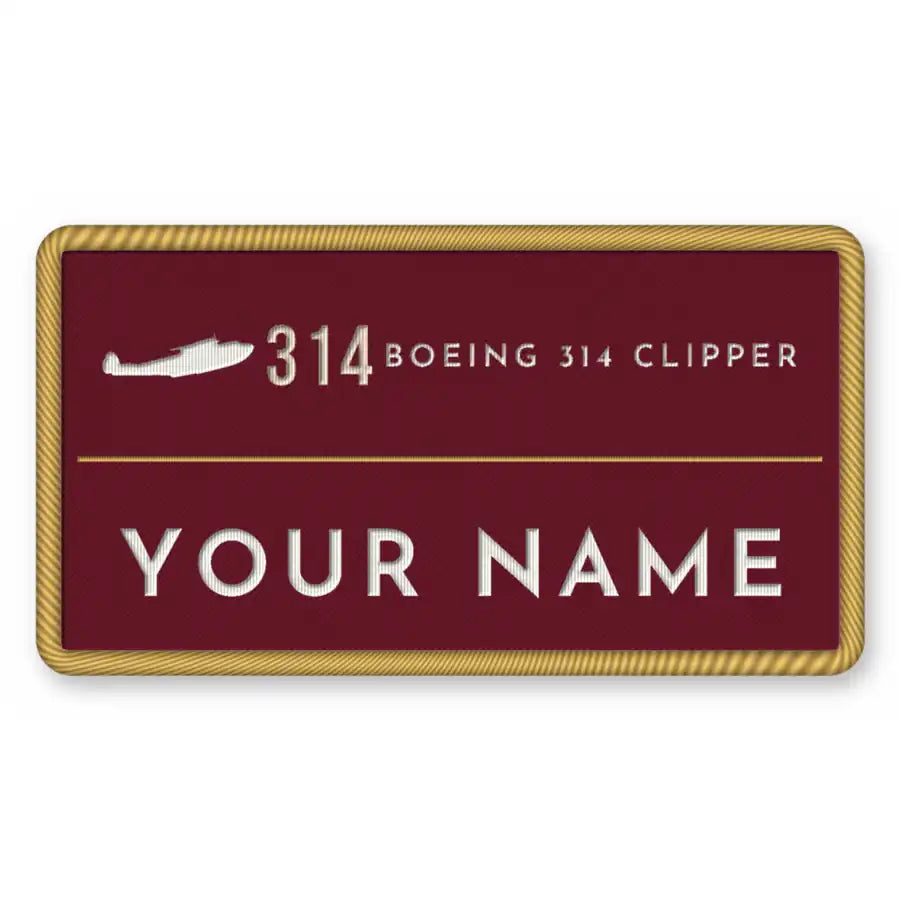 Boeing 314 Clipper Patches - Rectangle + Name - Burgundy Cream